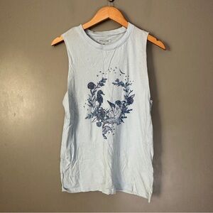 Adam Levine Floral Graphic Sleeveless Top - Light Blue